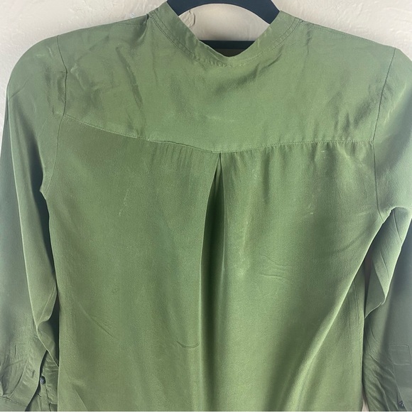 Madewell Olive Green Silk Lace-up Blouse Top XXS - Picture 5 of 10